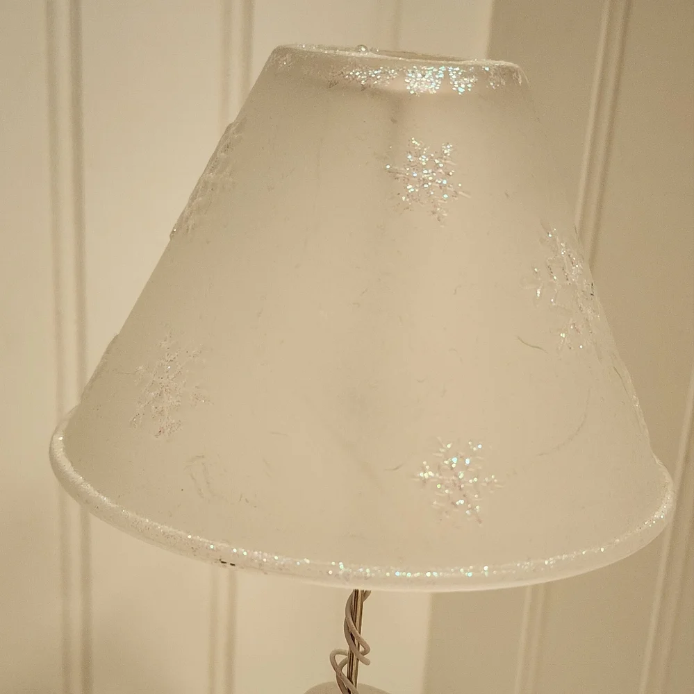 Lighted Acrylic Glass Snowman Lamp Shade Snowflake ~ Hands Open Works